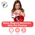 Pet Plush Set with Bag - White/Red Unicorn