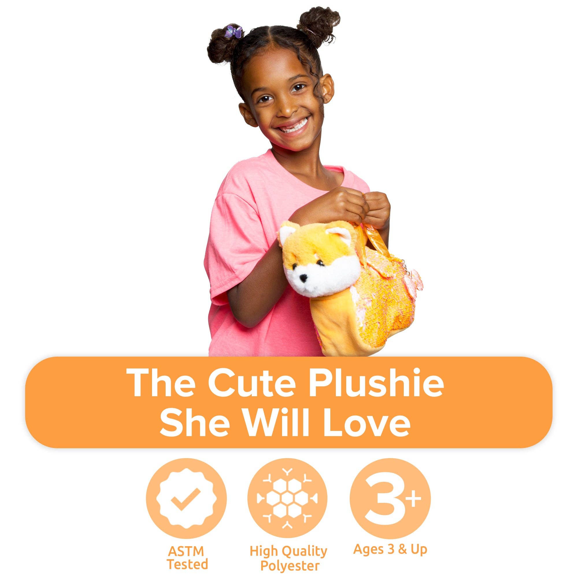 Pet Plush Set with Bag - Orange Shiba Inu