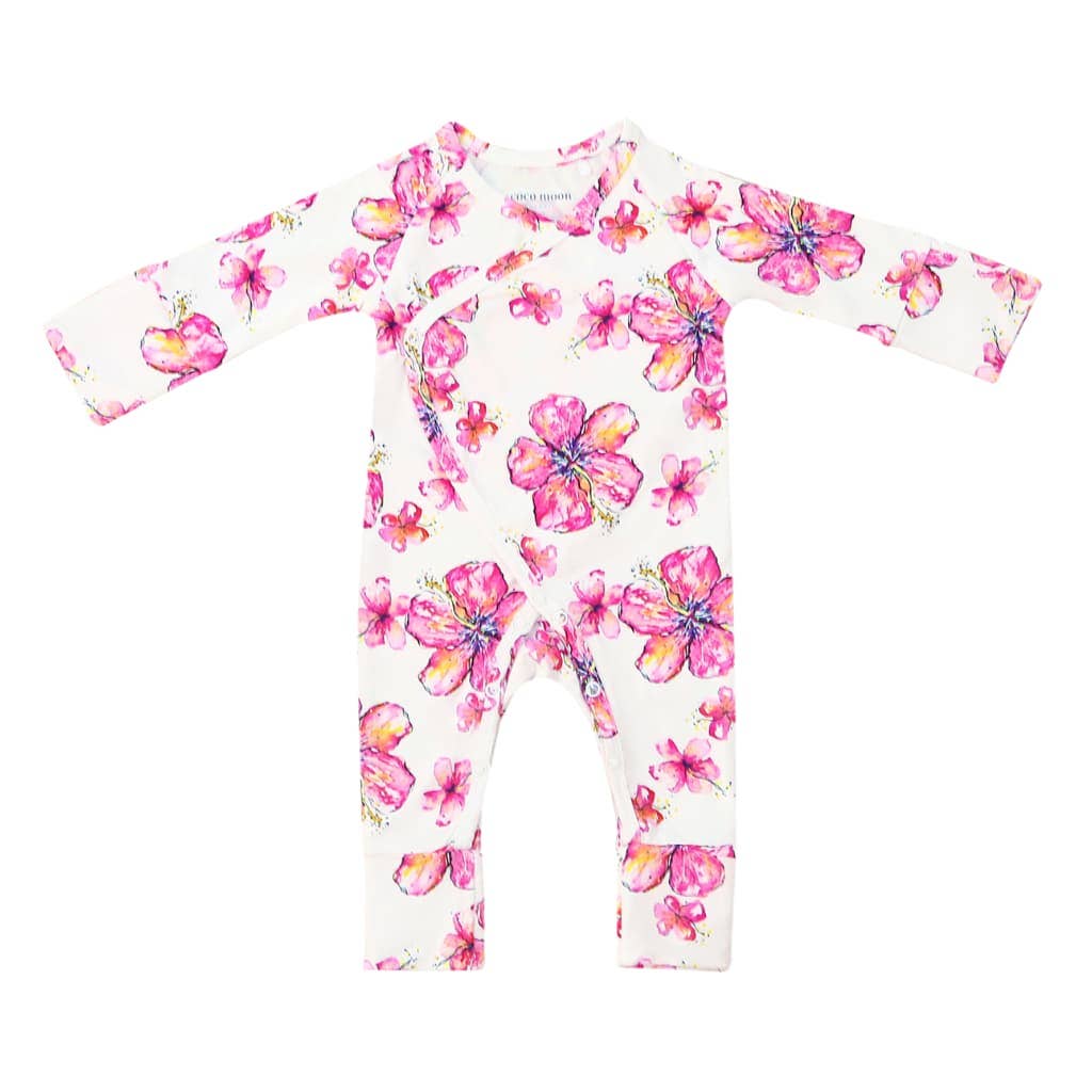 Hibiscus Kiss Bamboo Newborn Wrap Coverall
