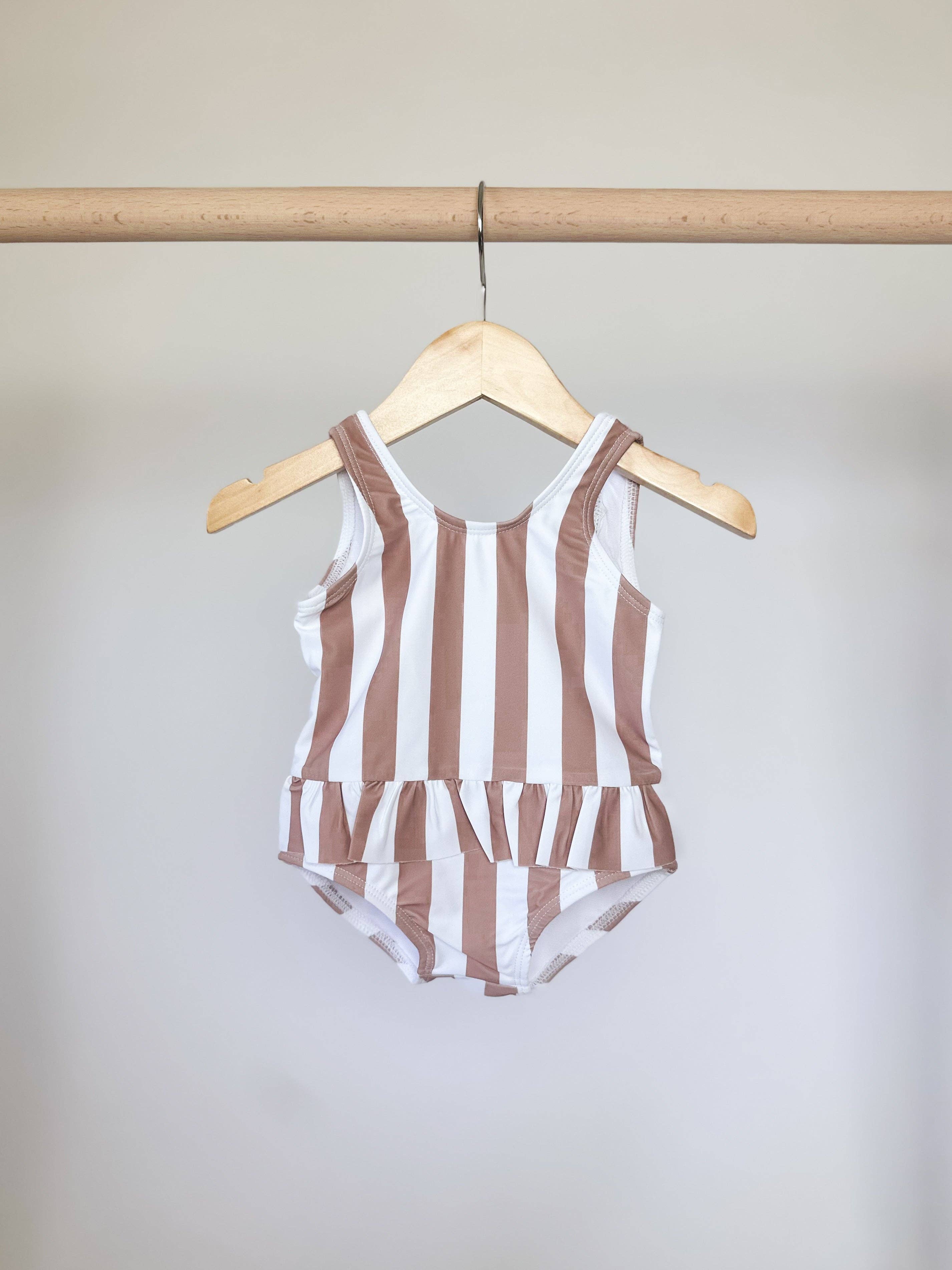 Sienna Stripe Ruffle Skirted One Piece Swimsuit