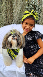 Pet Bandana Black: Pakalana/ Ni'ihau lei
