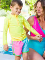Neon Yellow Long Sleeve Zipper Rash Guard
