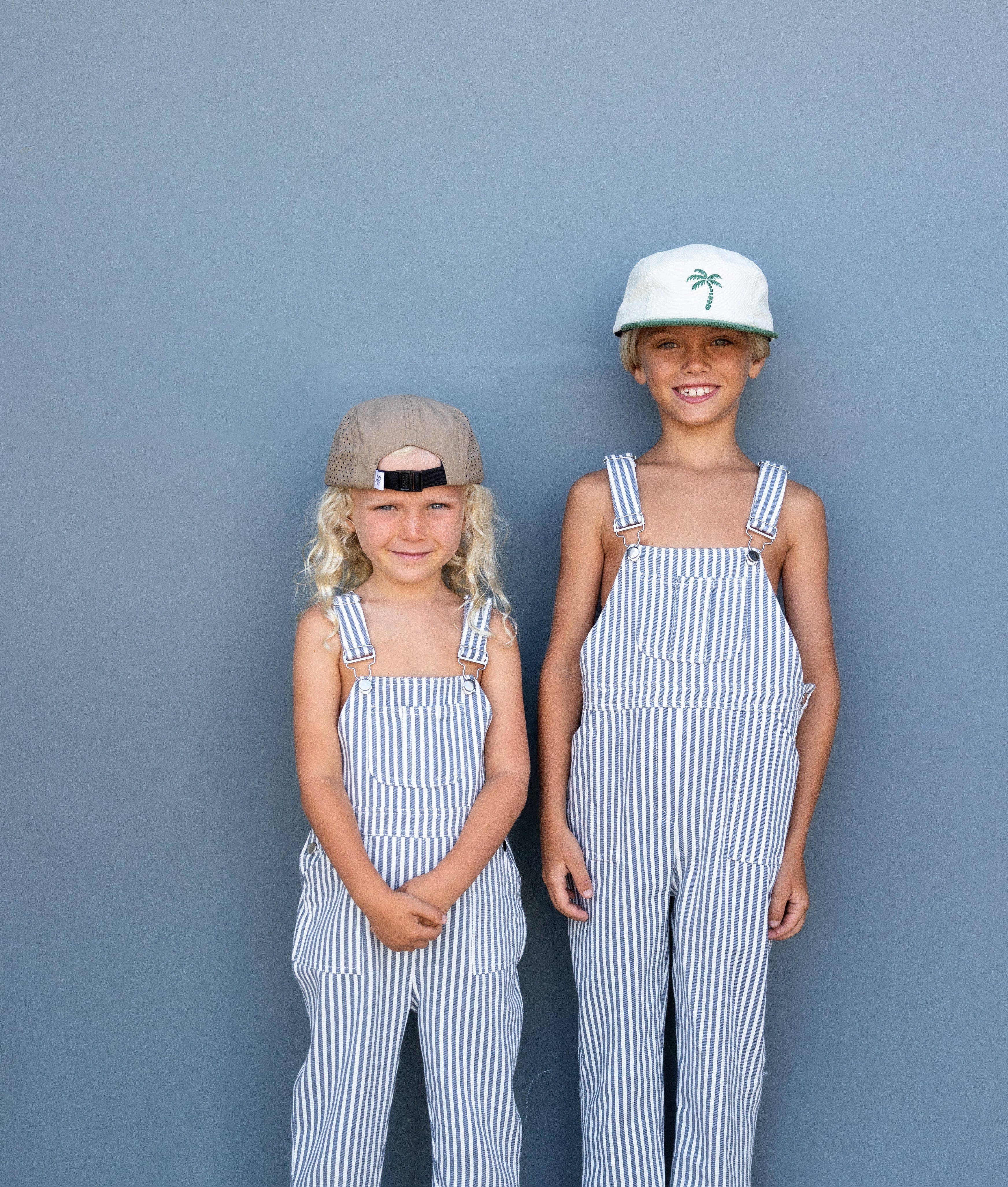 Of One Sea - Kid's Denim Overalls in Pinstripe