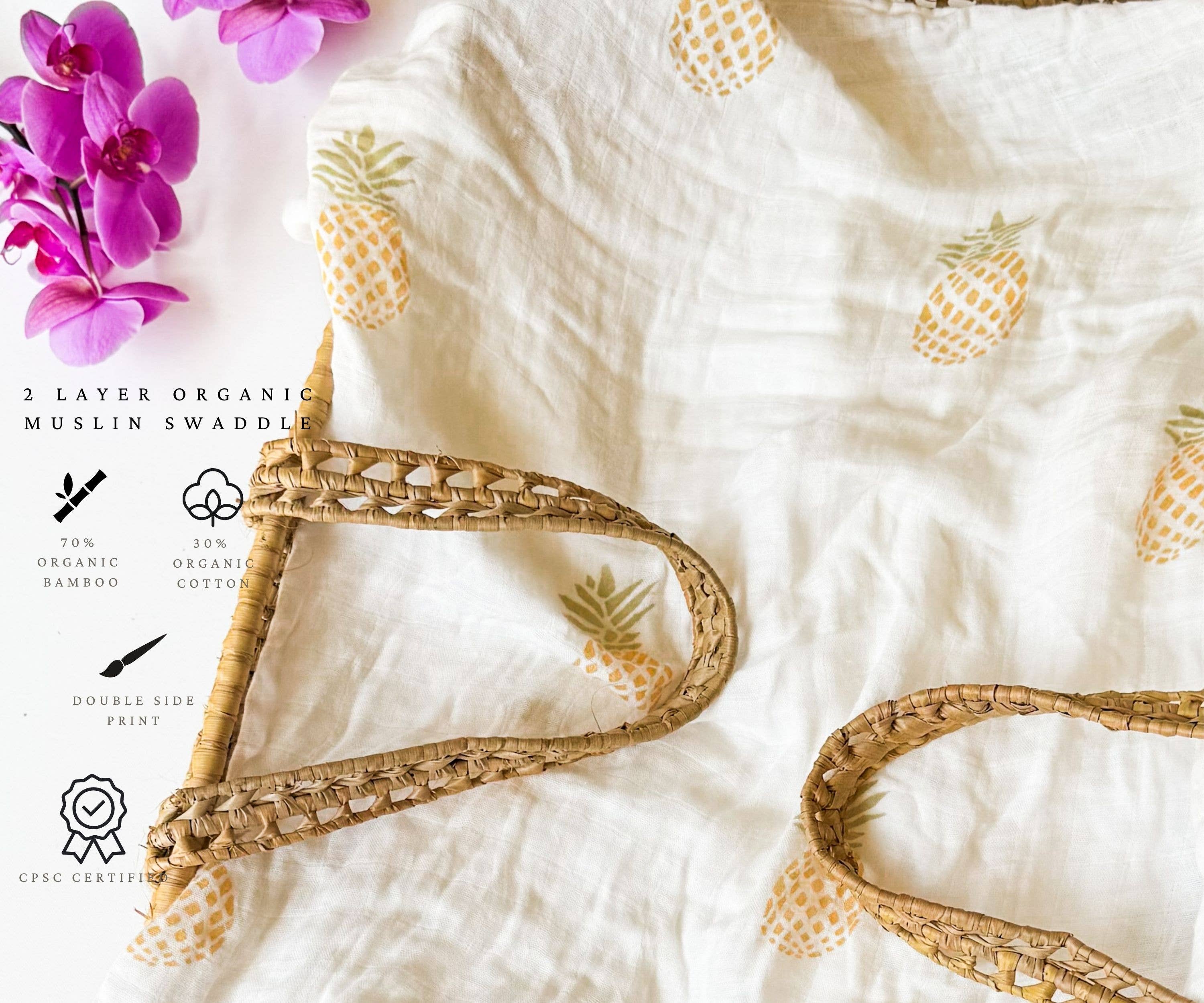 Tropical Pineapple Organic Bamboo Swaddle
