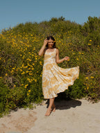 Golden Poppies Organic Midi Fit + Flare Dress