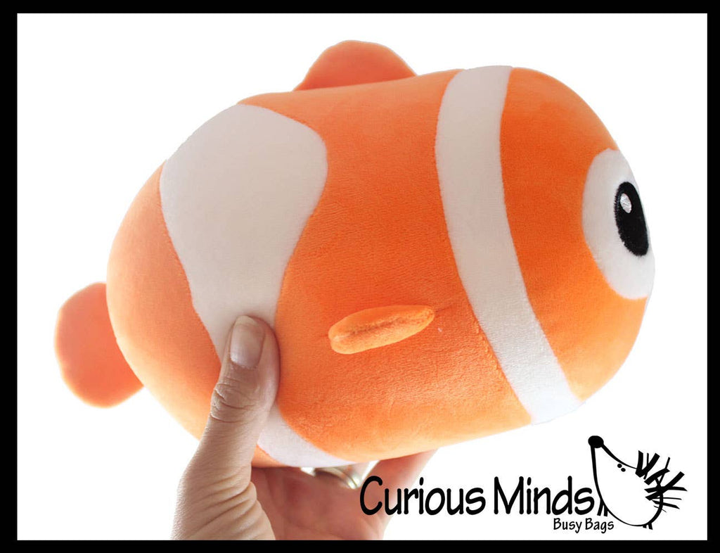 Chubby Plush Clownfish Stuffed Animal Toy - Soft Squishy Rol