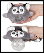 Plush Dog Animal Water Bead Filled Squeeze Stress Balls -