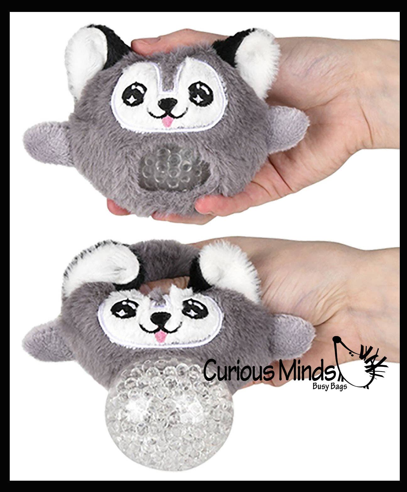 Plush Dog Animal Water Bead Filled Squeeze Stress Balls -