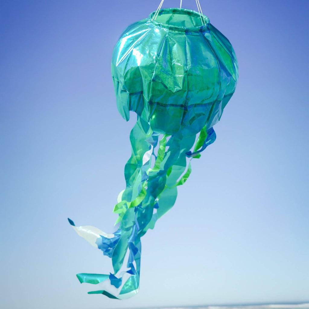 40-inch Teal Iridescent Jellyfish 3D Windsock