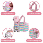 Pet Plush Set with Bag - Pink Llama Bag