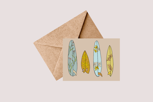 Boho Floral Surfboards Card