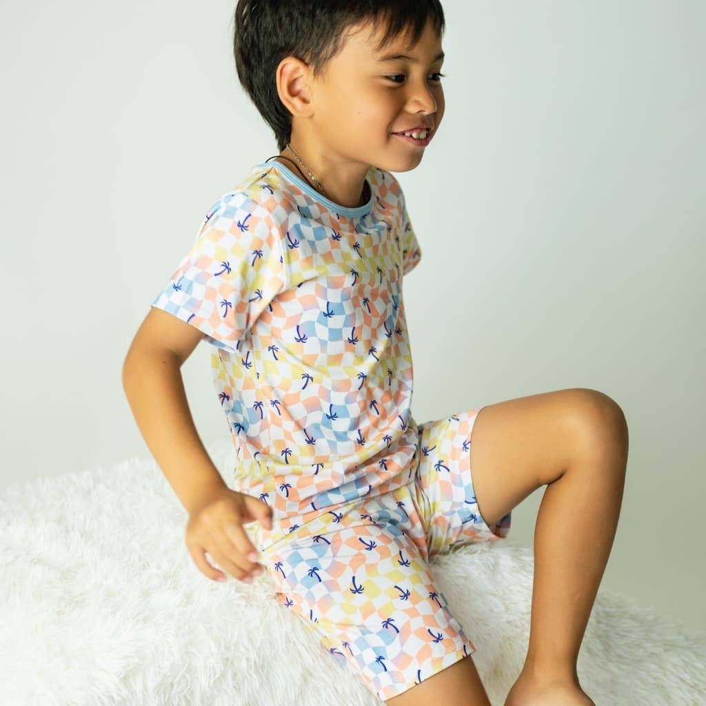 Sunset Checker Short Bamboo Pajamas