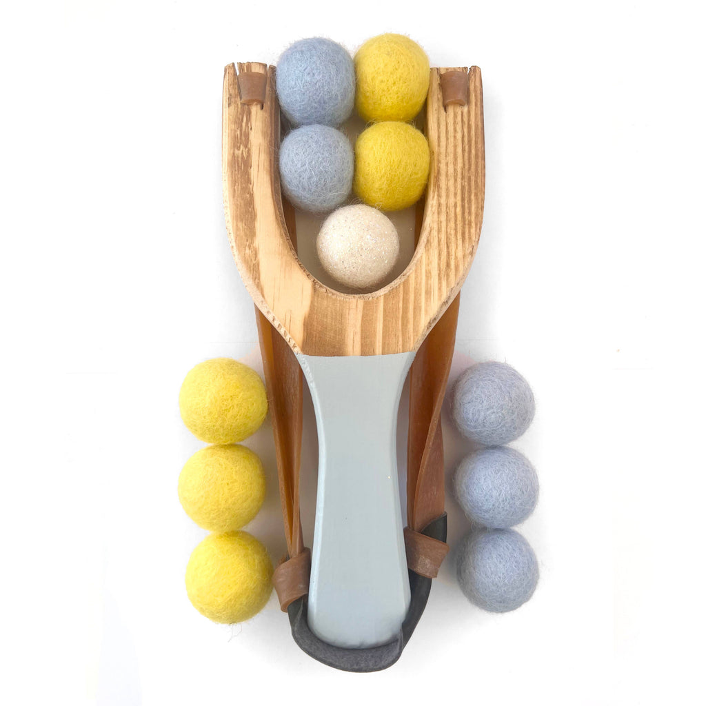 Pop Color Wooden Slingshots w/ Glitter Ball