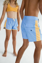 Of One Sea - Kid’s Boardie Watershorts in Light Blue and Yellow Colorblock