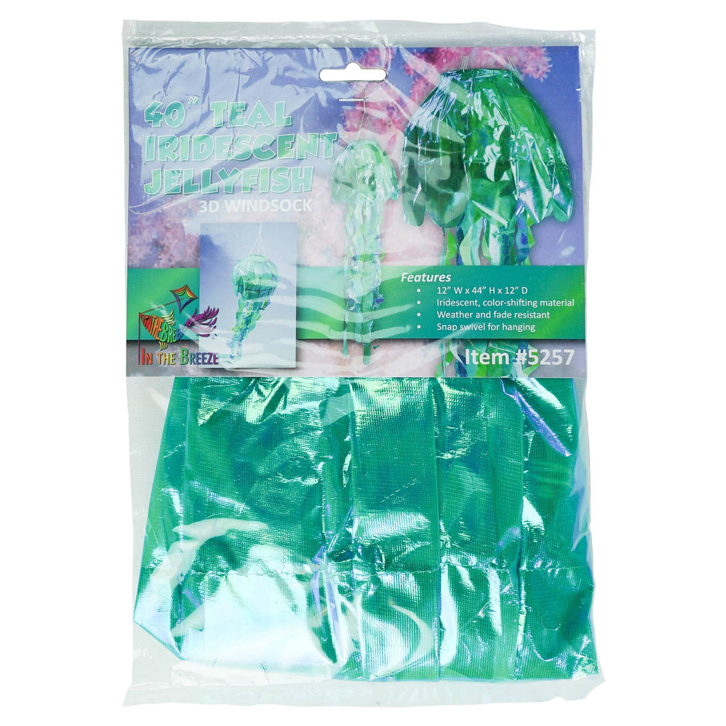 40-inch Teal Iridescent Jellyfish 3D Windsock