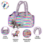 Pet Plush Set with Bag - Purple Unicorn