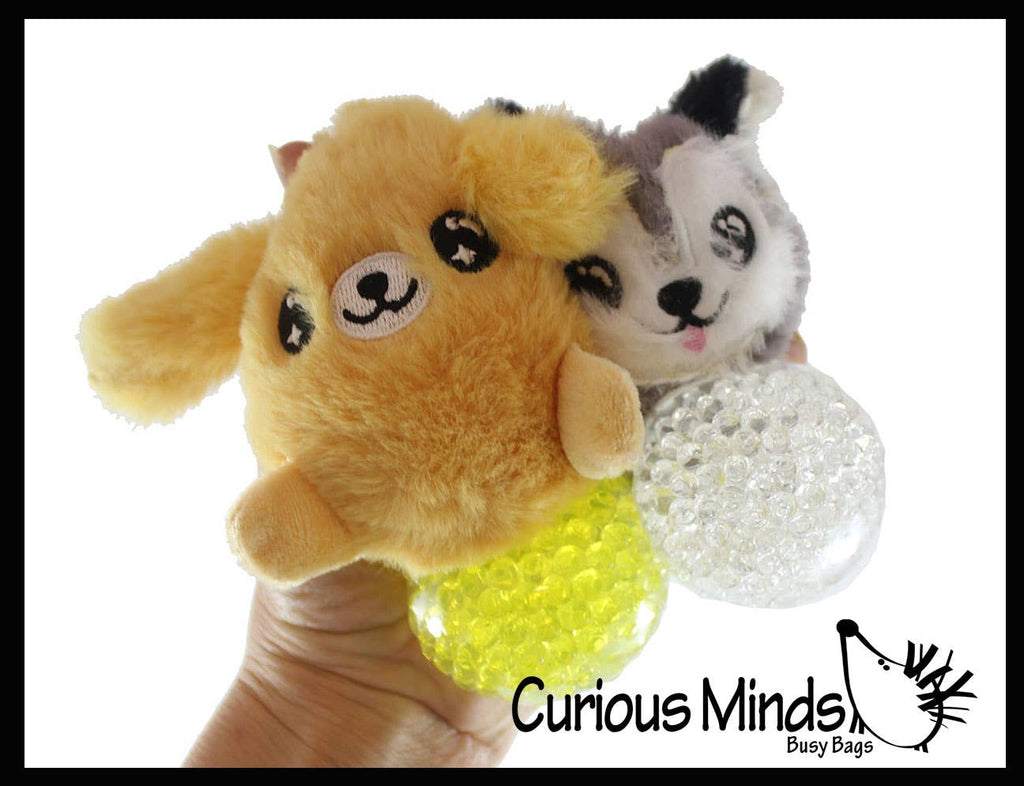 Plush Dog Animal Water Bead Filled Squeeze Stress Balls -