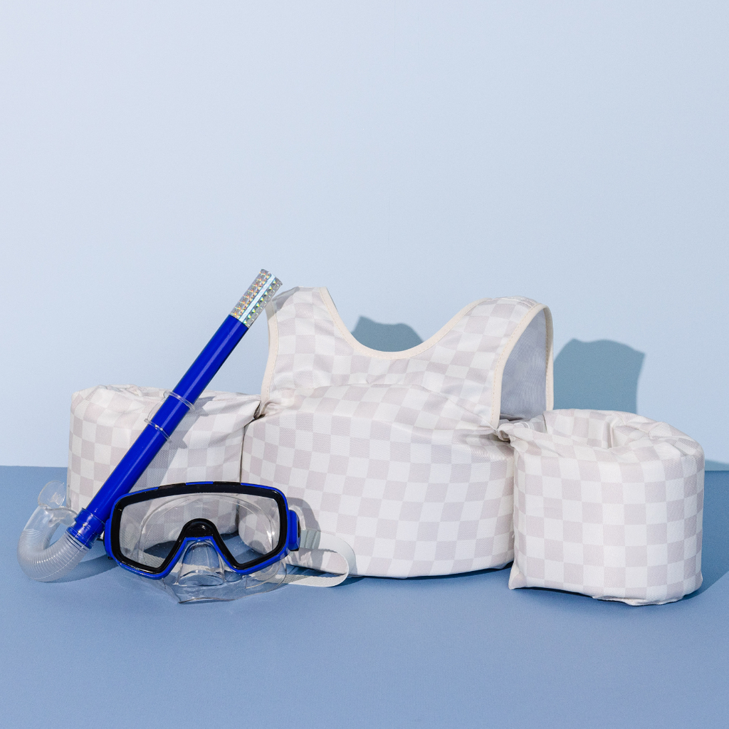 Neutral Checkered Floatie Vest