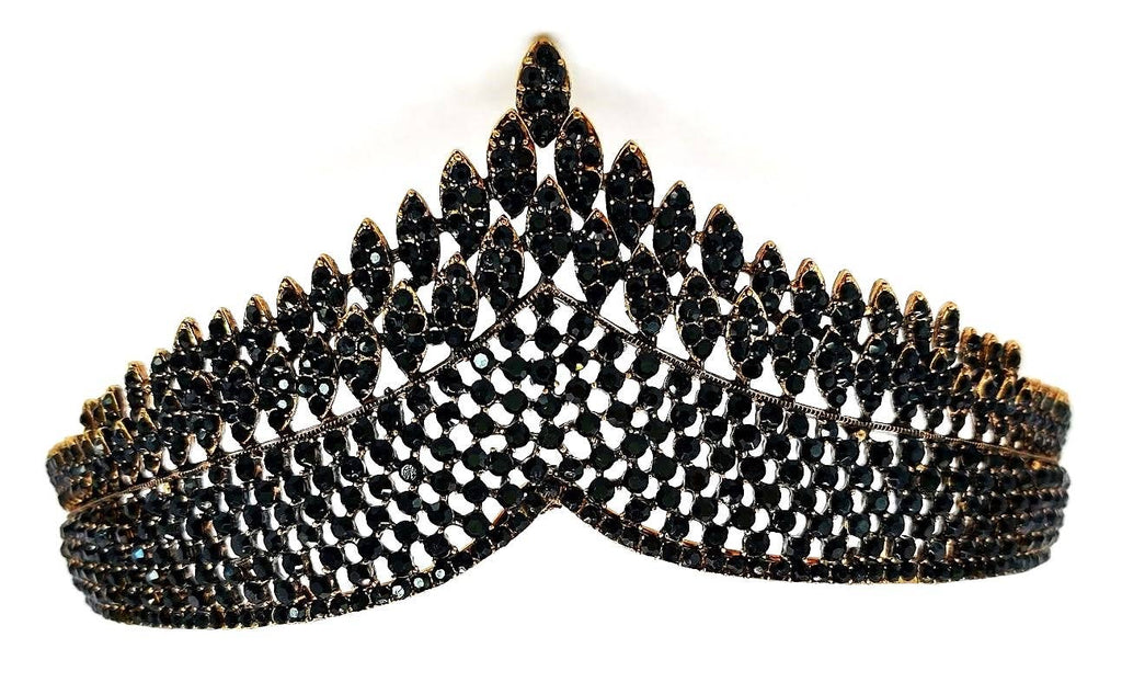 Gold Black rhinestone Tiara - style 2