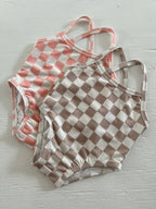 Tiramisu Checker / Marina Swimsuit / UPF 50+