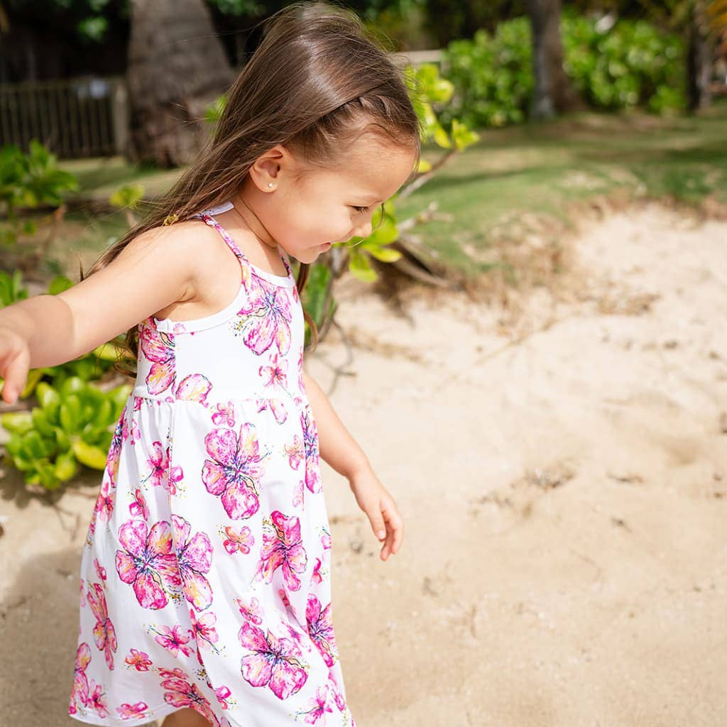 Hibiscus Kiss Bamboo Spaghetti Strap Dress