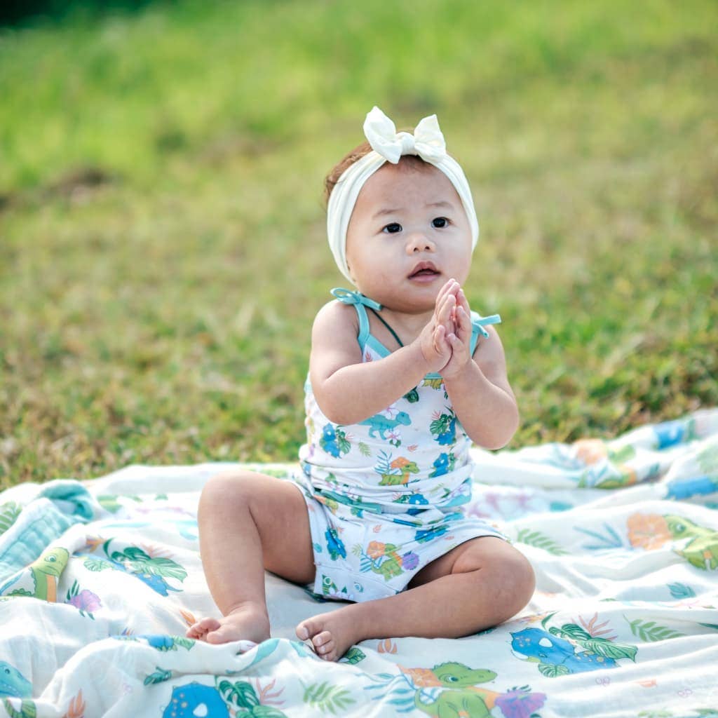 Aloha Before Time Girls Shortie Bamboo Romper