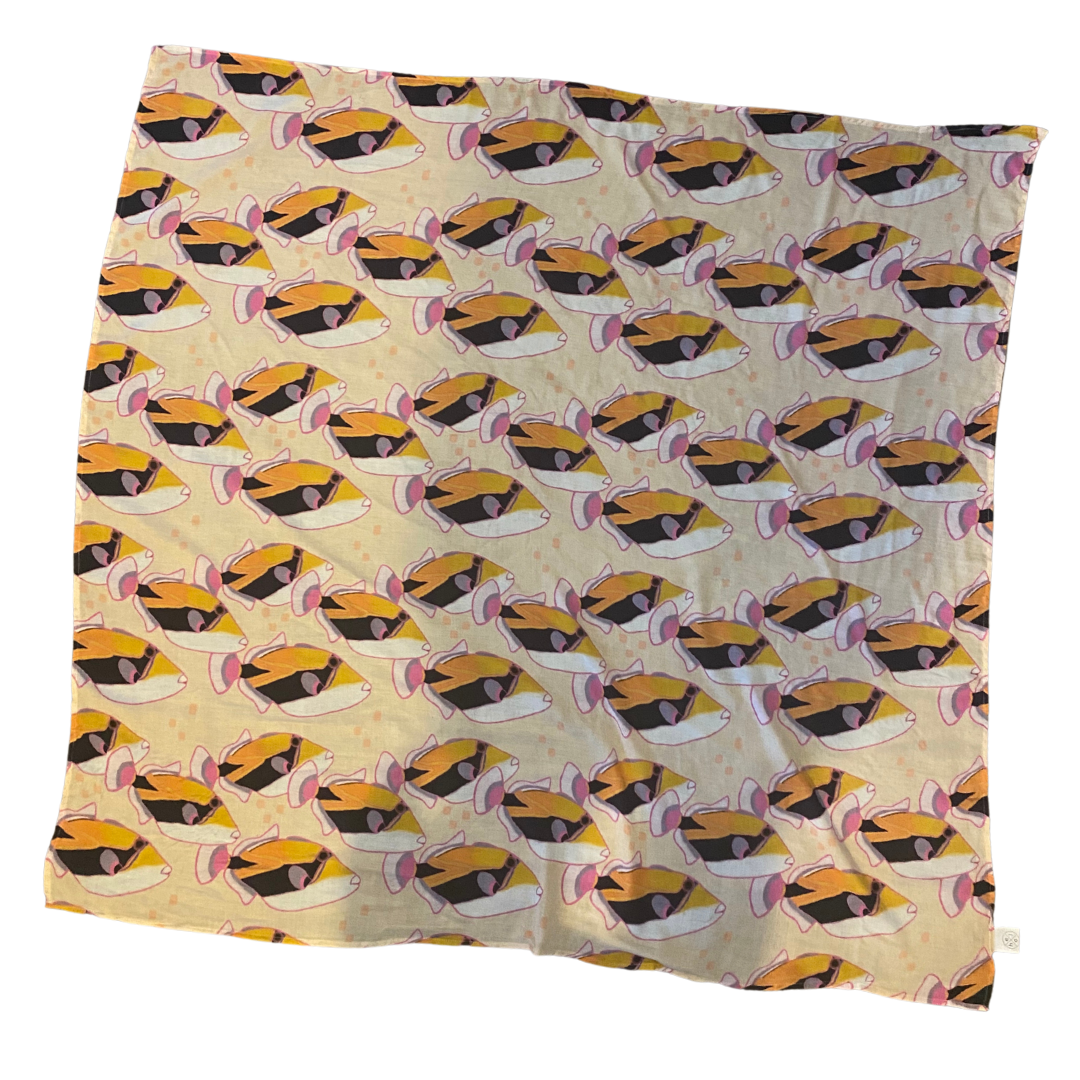 Muslin Swaddle Blanket - Humuhumu Love Pink