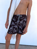 Kid’s Retro Boardshorts in Chocolate Shaka