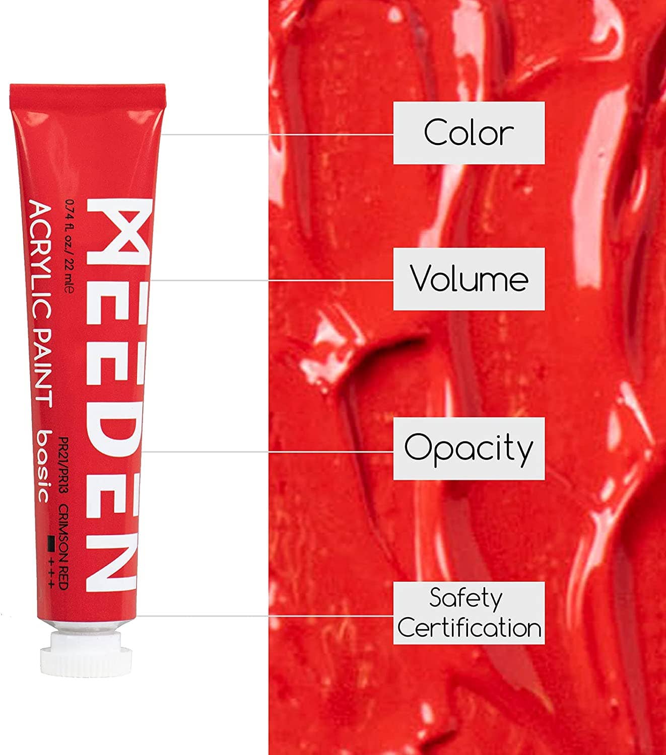 MEEDEN Heavy Body Acrylic Paint Set, 12 Vibrant Basic Colors