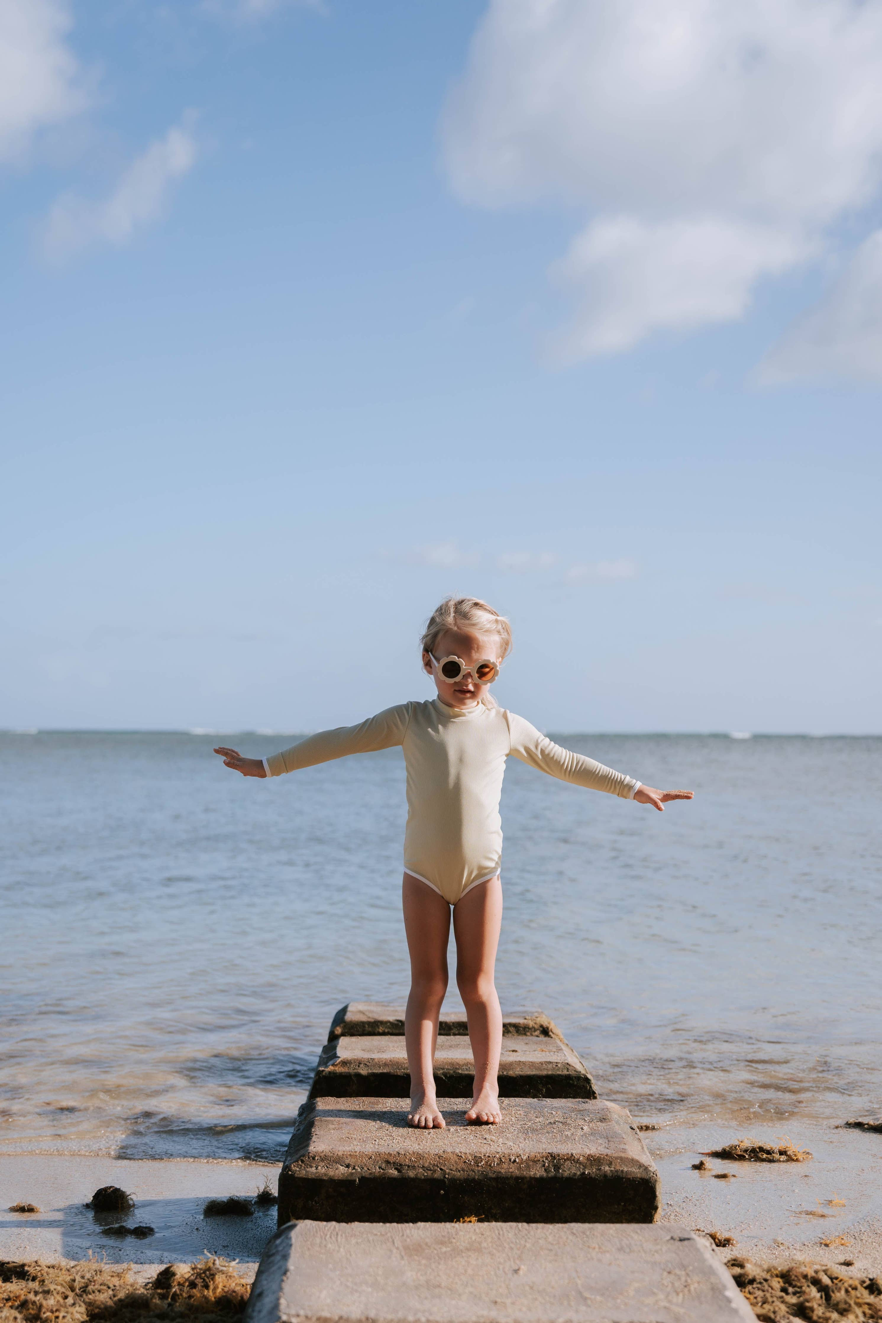 ava + oliver - Girls Rashguard Onesie | Honeydew