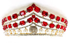 Gold Ruby Rhinestone Tiara - style 1
