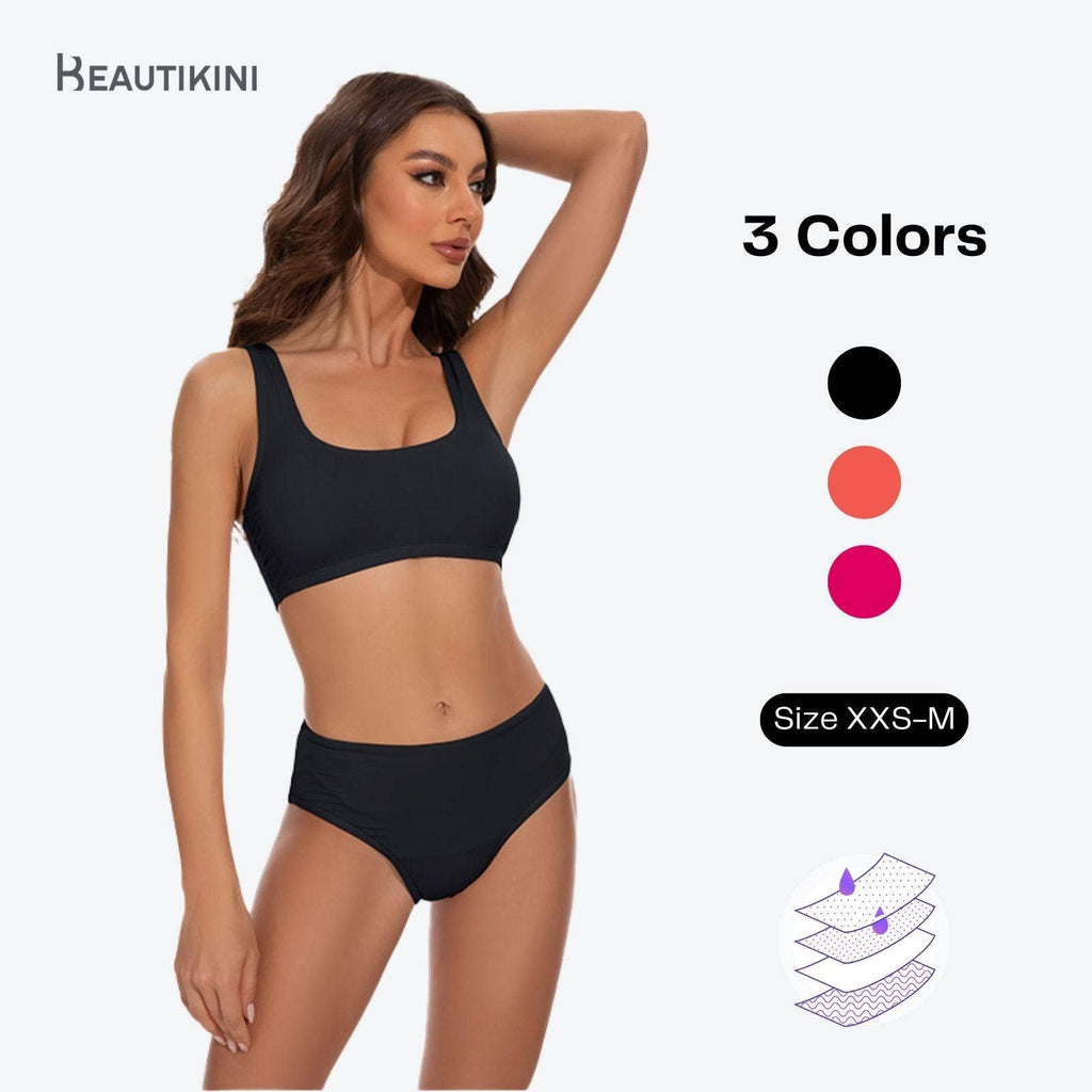 Beautikini Menstrual Leakproof Sporty Bikini Sets