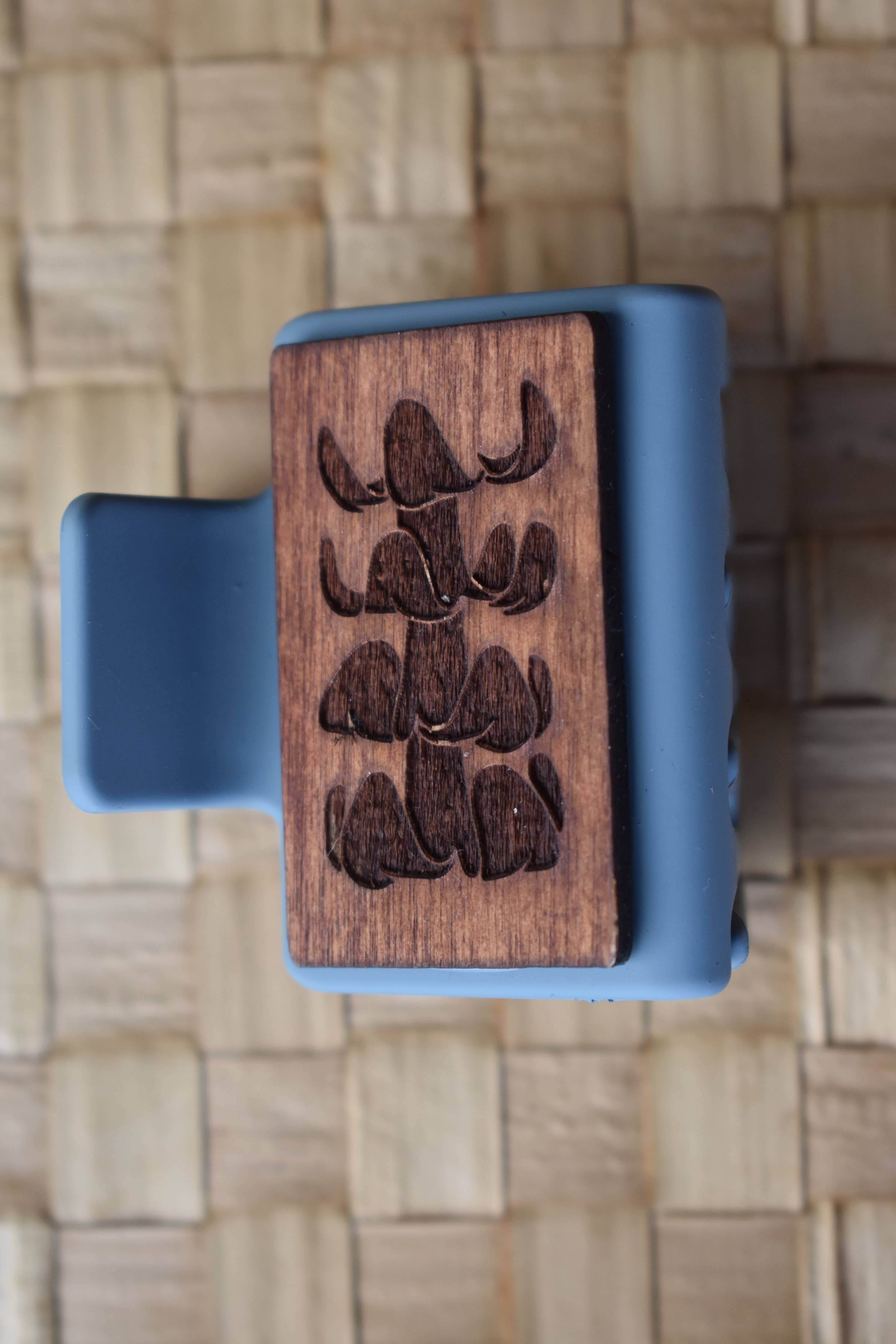 Mini Handmade Wood Engraved Hair Clip