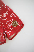 Of One Sea - Kid’s Retro Boardshorts in Red Shaka