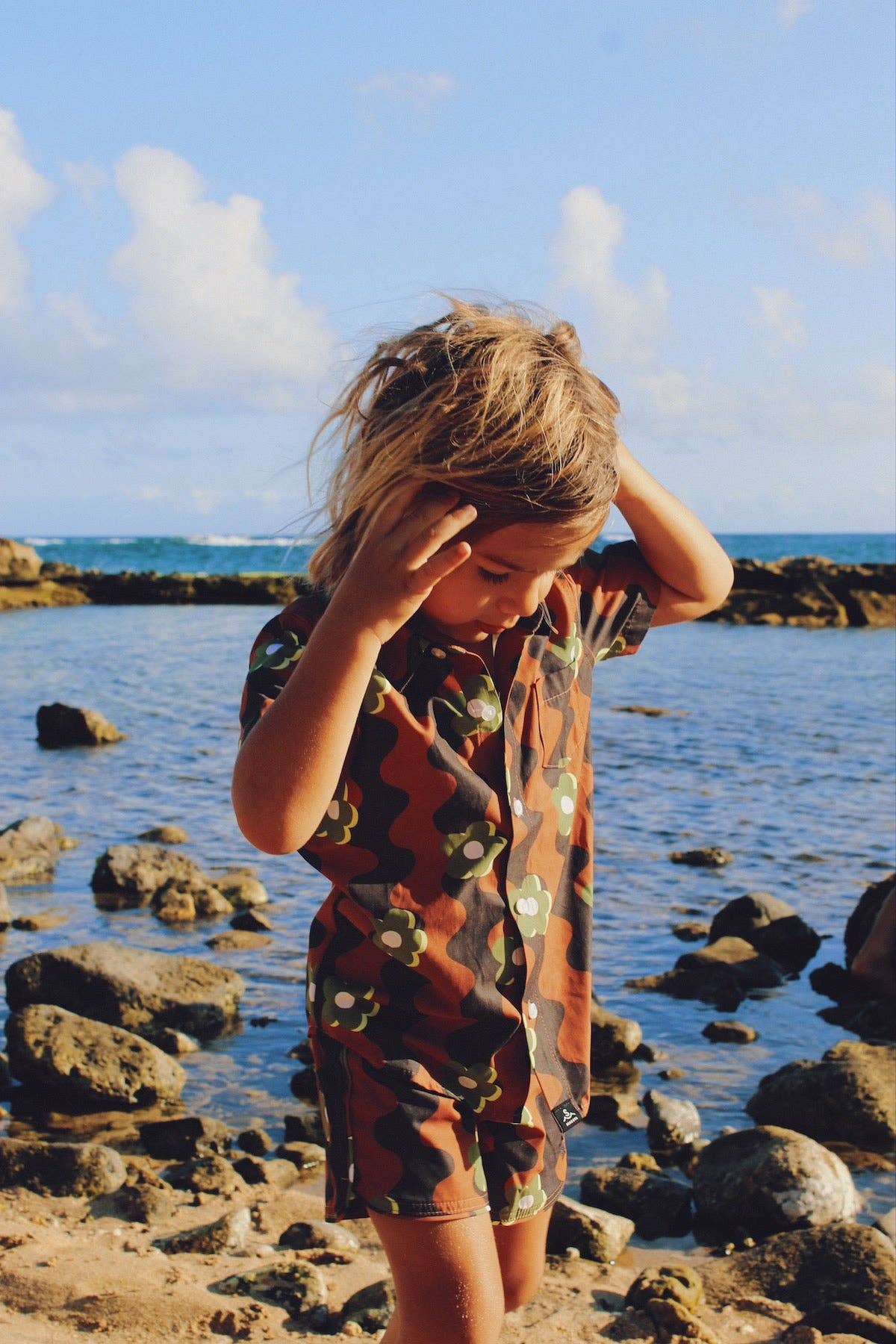 Scallop Retro Flare Boardshort / Wavy Daisy / Tan Camo
