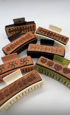 Handmade Wood Engraved Hair Clip