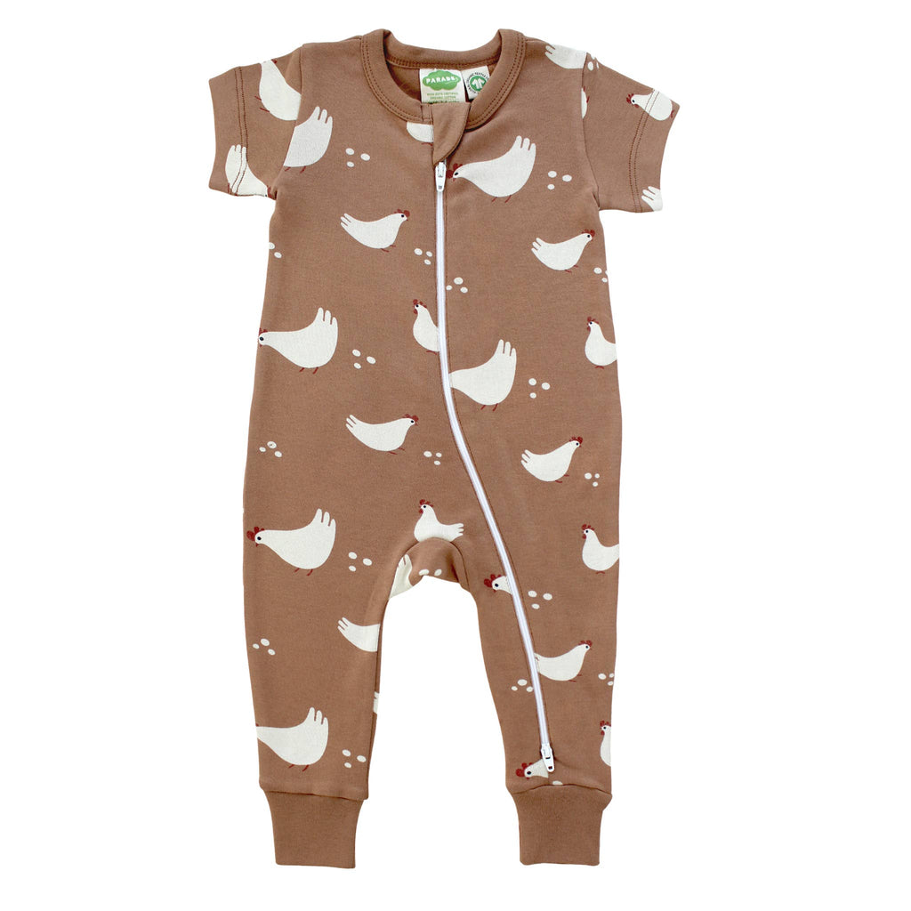 Signature Print 2-Way Zip Short-Sleeve Romper