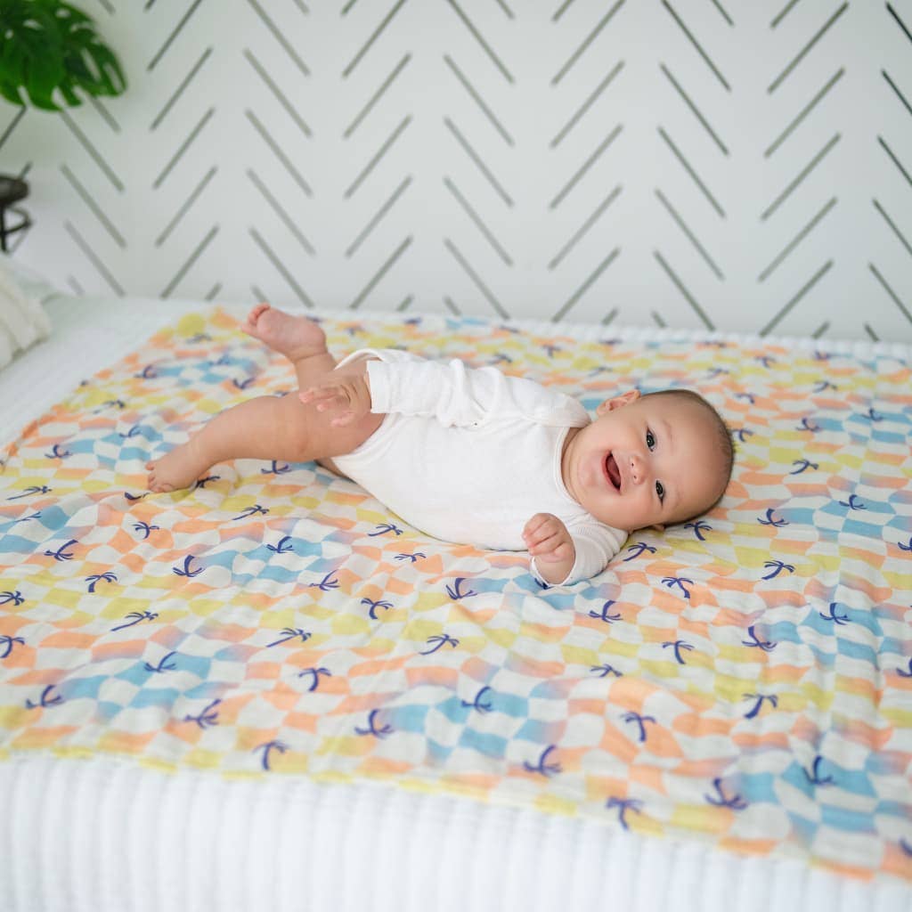 Sunset Checker Muslin Swaddle Blanket
