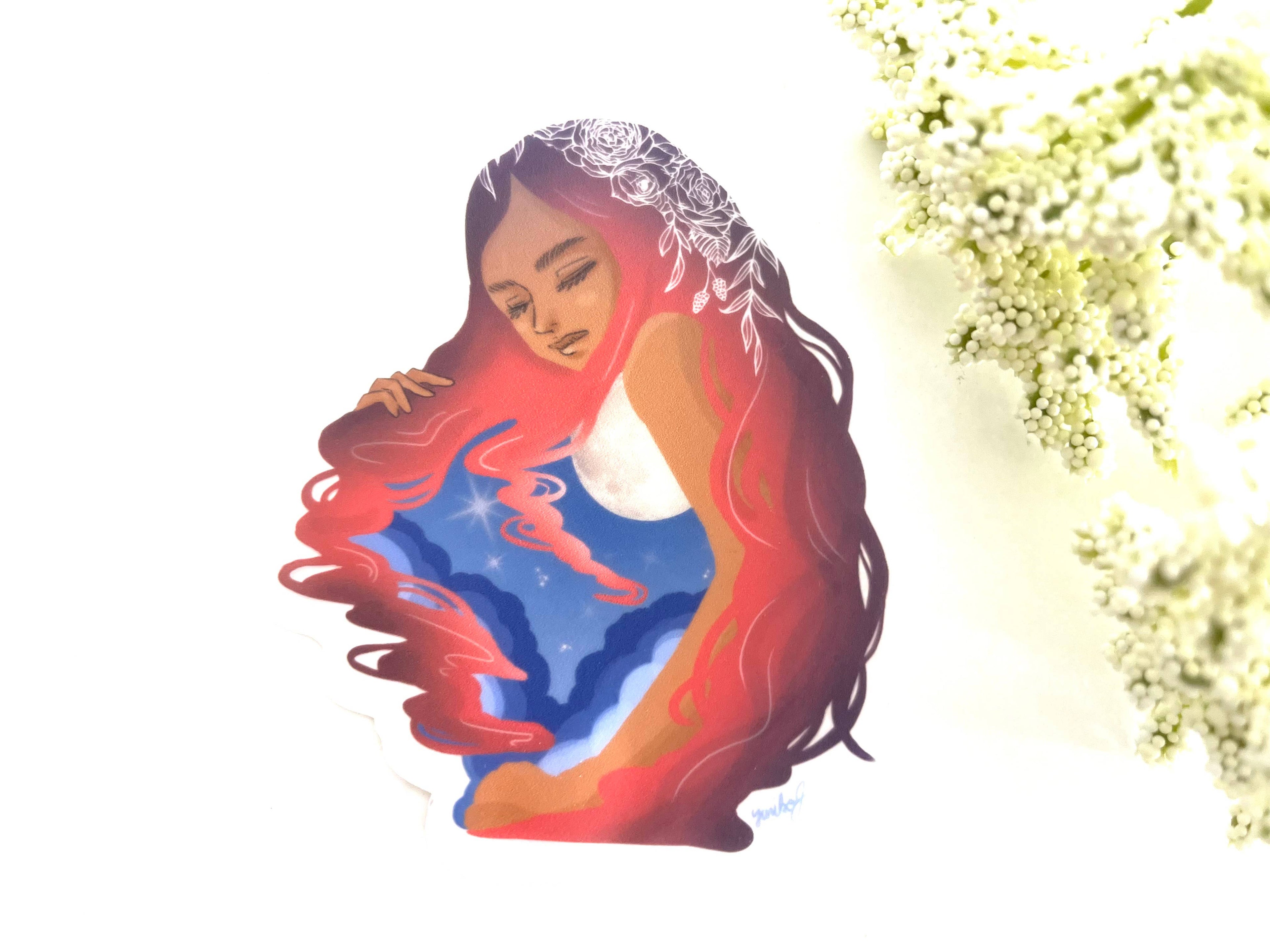 Mahina Full Moon Wahine Sticker