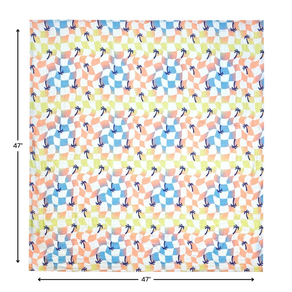 Sunset Checker Muslin Swaddle Blanket