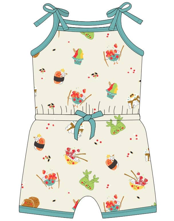 Island Mixed Plate Girls Shortie Bamboo Romper
