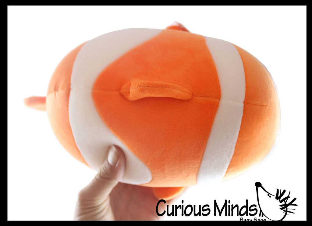 Chubby Plush Clownfish Stuffed Animal Toy - Soft Squishy Rol