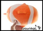 Chubby Plush Clownfish Stuffed Animal Toy - Soft Squishy Rol
