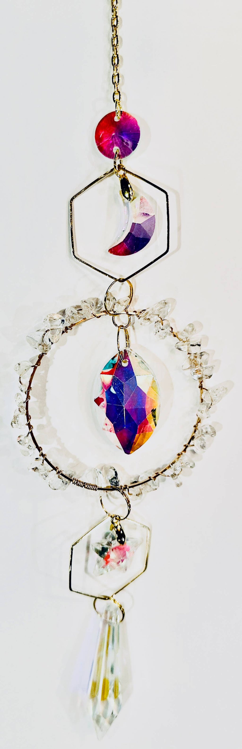 Long Amethyst Crystal Suncatcher