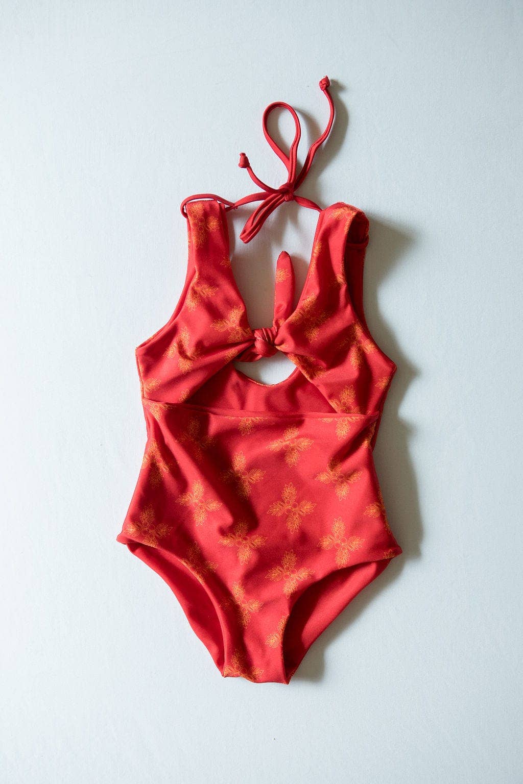 Of One Sea - Girl's Cutout One Piece in Red Breadfruit Bandana