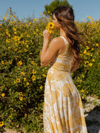 Golden Poppies Organic Midi Fit + Flare Dress
