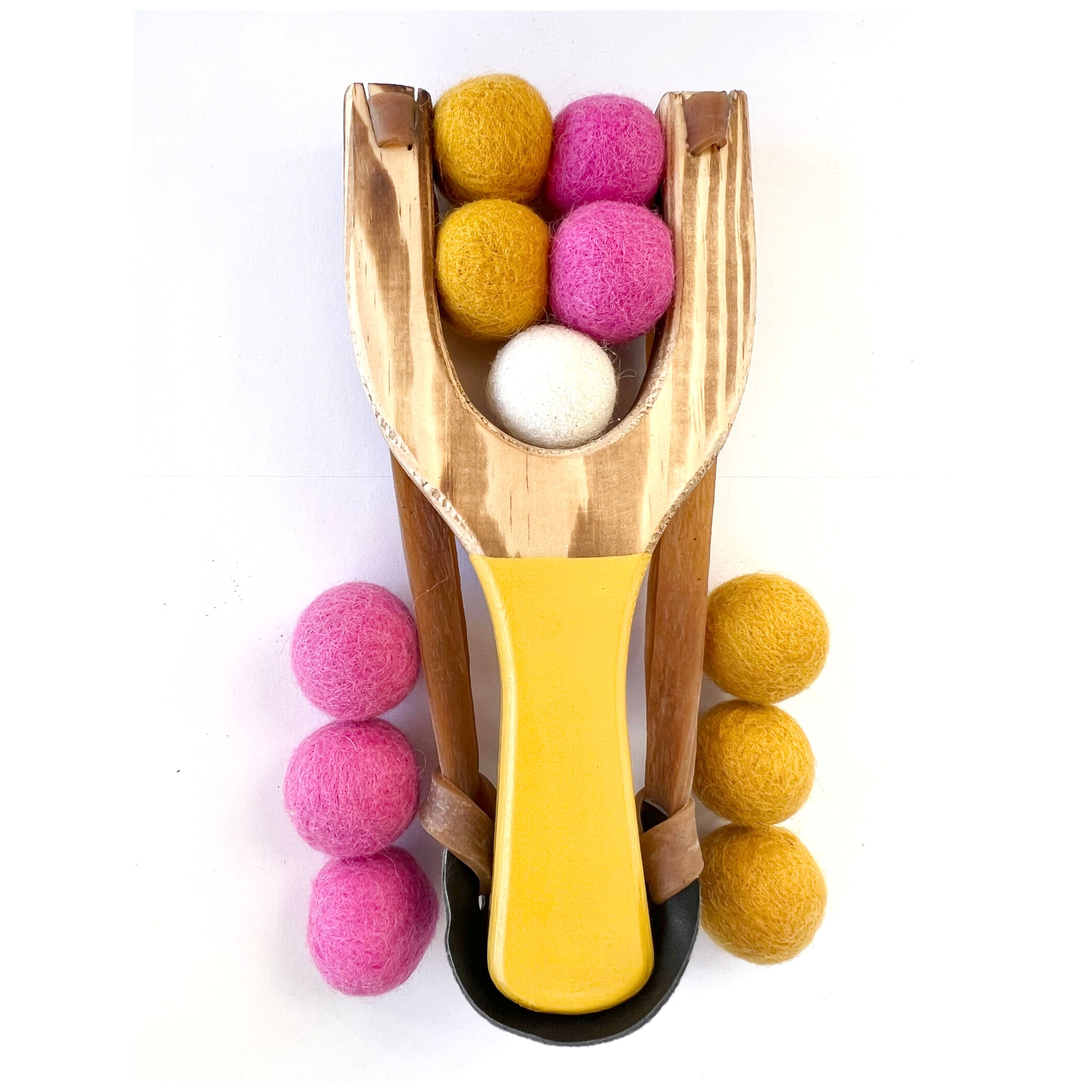 Pop Color Wooden Slingshots w/ Glitter Ball