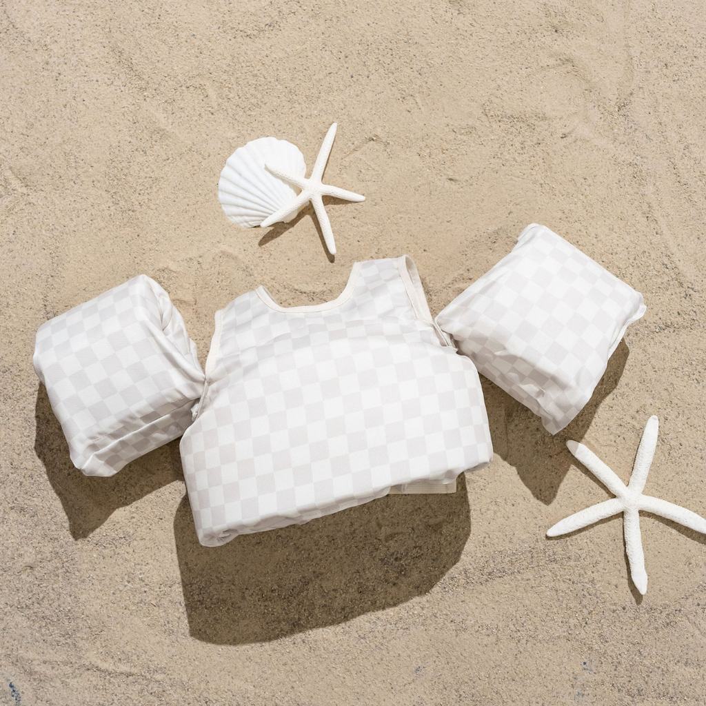 Neutral Checkered Floatie Vest