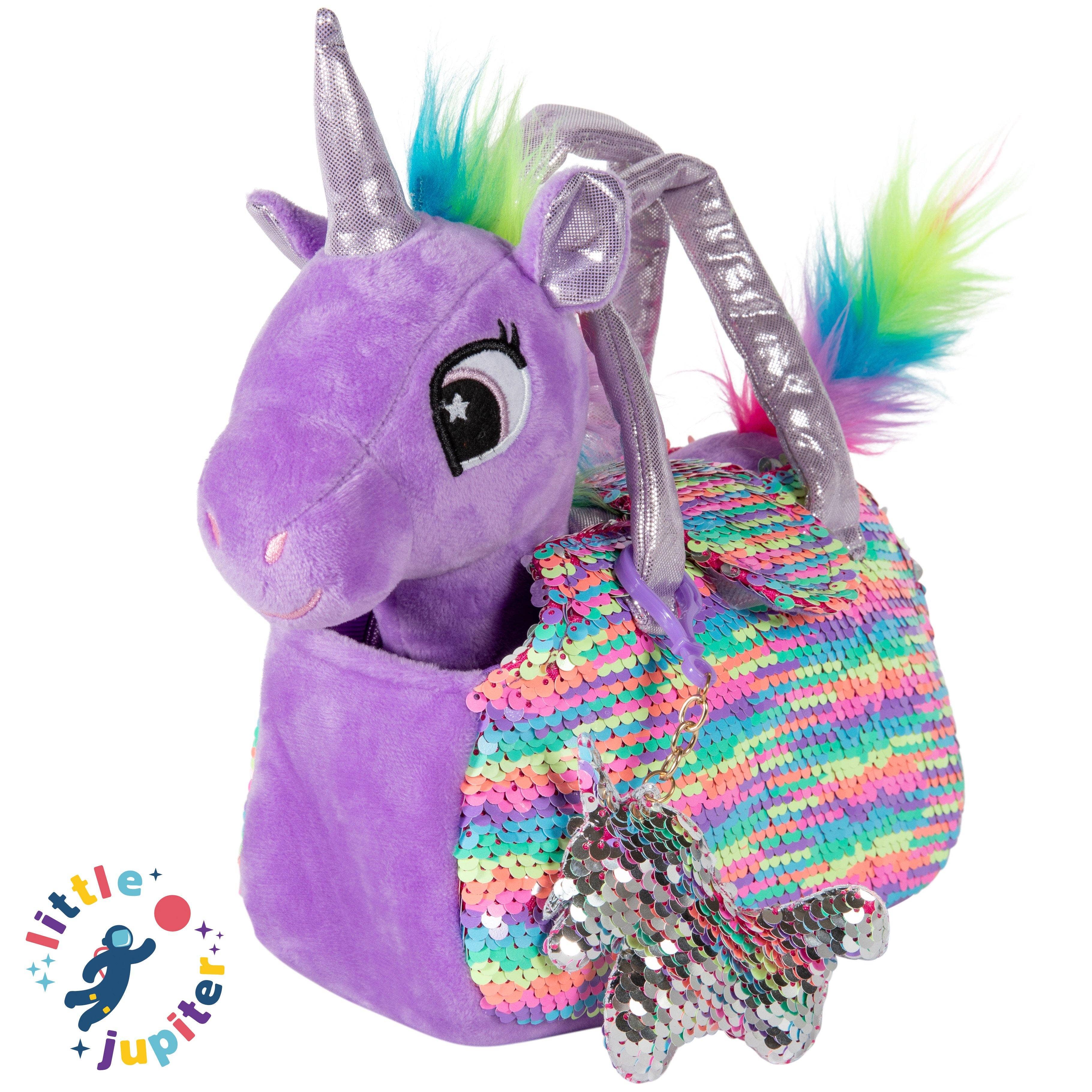 Pet Plush Set with Bag - Purple Unicorn