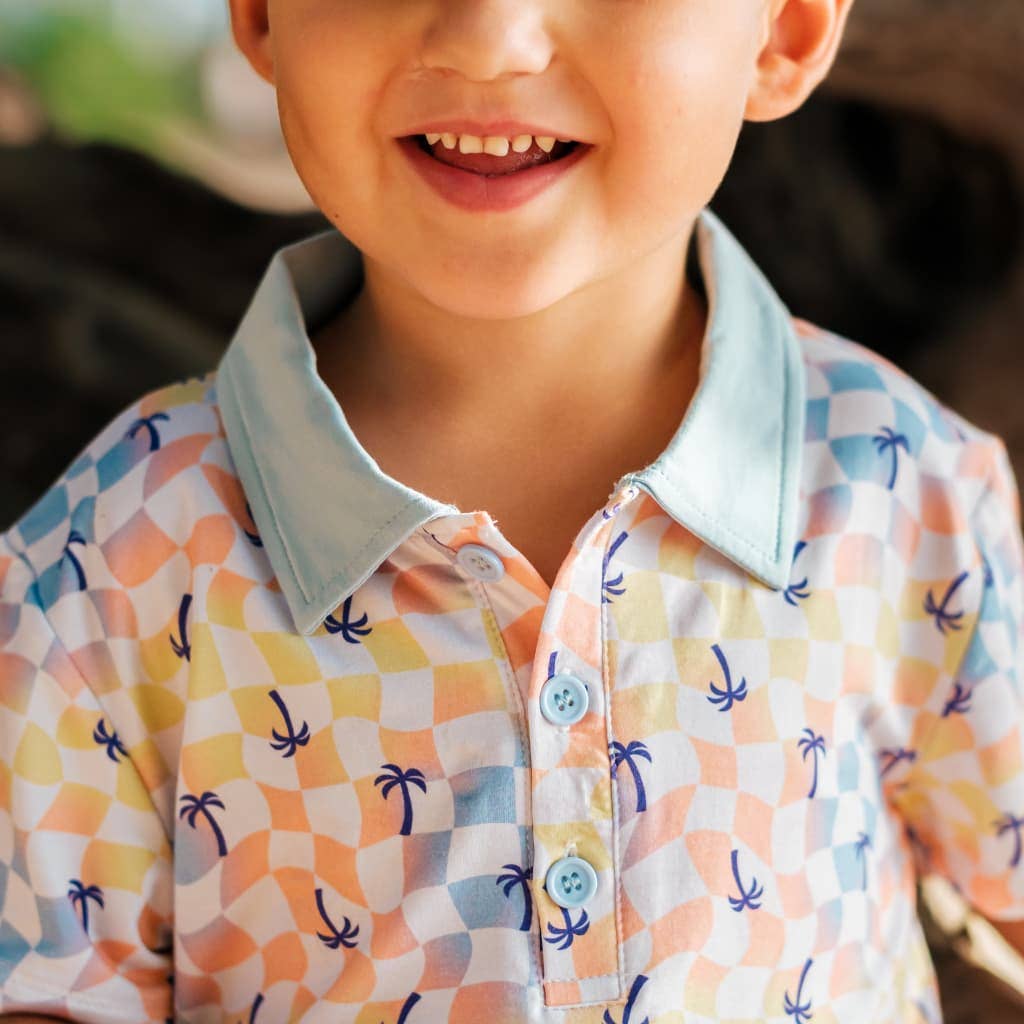 Sunset Checker Bamboo Polo Shirt